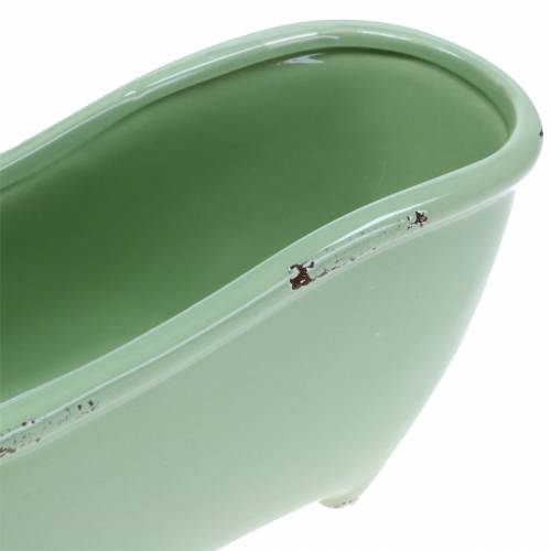 Floristik24 Decoratief ligbad keramiek grijs, groen gesorteerd 22cm x 10cm H10cm set van 3