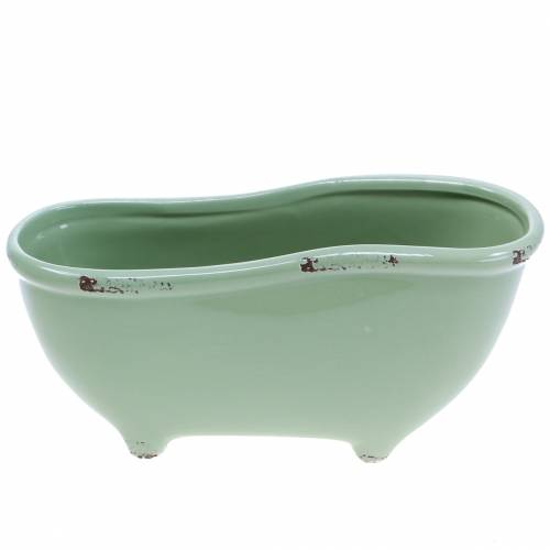 Floristik24 Decoratief ligbad keramiek grijs, groen gesorteerd 22cm x 10cm H10cm set van 3