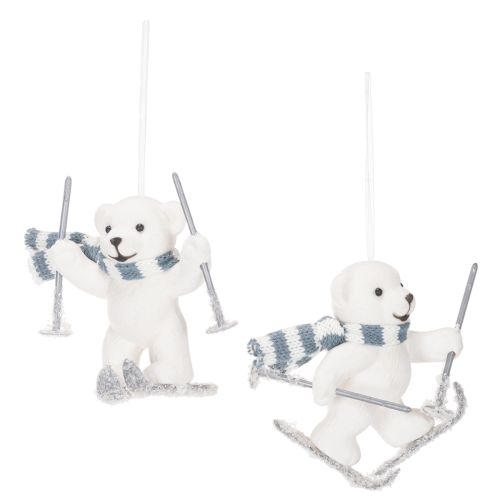 Hanger met ijsbeer op ski's en sjaal om op te hangen, 10 cm, 2 stuks kopen | Floristik24.nl