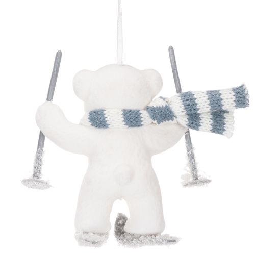 Hanger met ijsbeer op ski's en sjaal om op te hangen, 10 cm, 2 stuks | Floristik24.nl