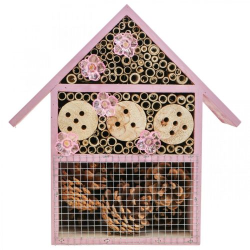 Balkondecoratie insectenhotel insectenhuis solar roze 23x24cm