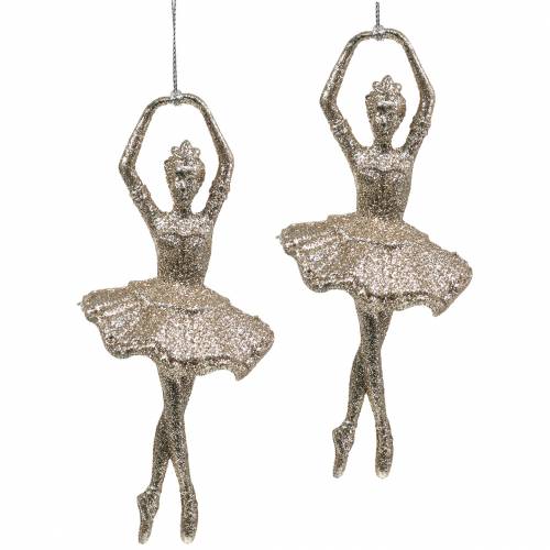 Floristik24 Kerstboomversiering ballerina champagne glitter 18cm 6st