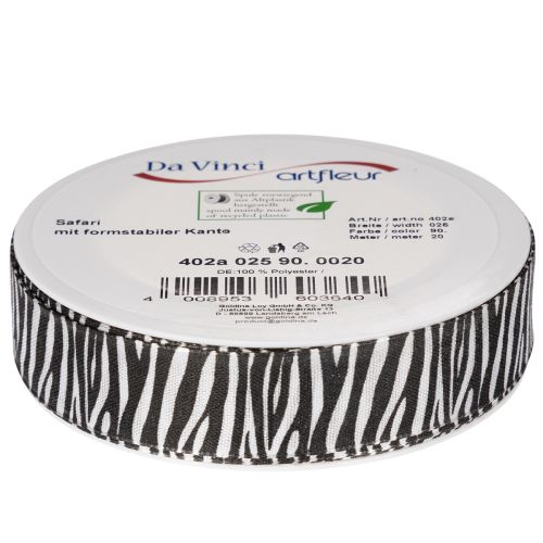 Cadeaulint met zebraprint, 25 mm breed, 20 m lang | Floristik24.nl