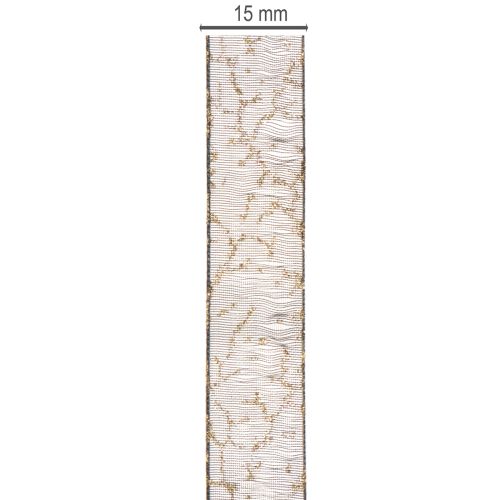 Decoratief lint, transparant organza lint voor tafeldecoratie, 15 mm breed, 20 m lang | Floristik24.nl