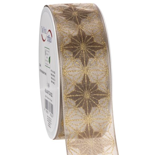 Decoratief lint met sterren, cadeaulint met vormvaste rand, 40 mm breed, 20 m lang