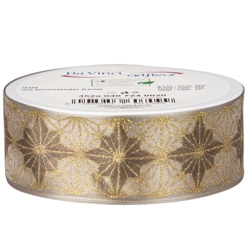 Decoratief lint met sterren, cadeaulint met vormvaste rand, 40 mm breed, 20 m lang | Floristik24.nl