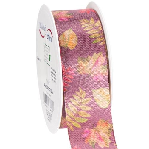 Decoratief lint met herfstbladmotief, 40 mm breed, 15 m lang