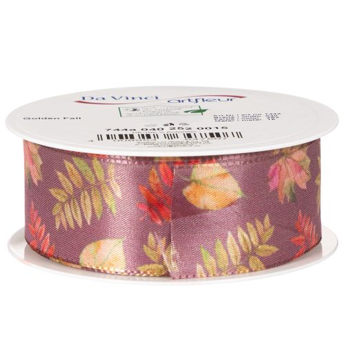 Decoratief lint met herfstbladmotief, 40 mm breed, 15 m lang | Floristik24.nl