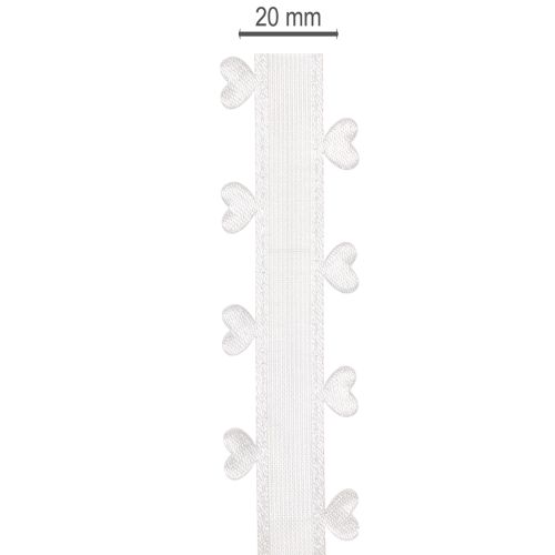 Decoratief wit lint met hartjes voor creatieve knutselideeën, 20 mm x 15 m | Floristik24.nl