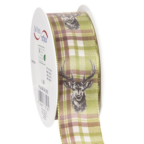 Decoratief lint met hertenkop en ruitpatroon, 40 mm x 15 m kopen | Floristik24.nl