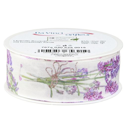 Artikel Lint lavendelzijden lint met lavendelboeket 40mm 15m