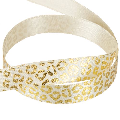Artikel Lint Luipaardprint Zijden Lint Crème Goud 15mm 18m