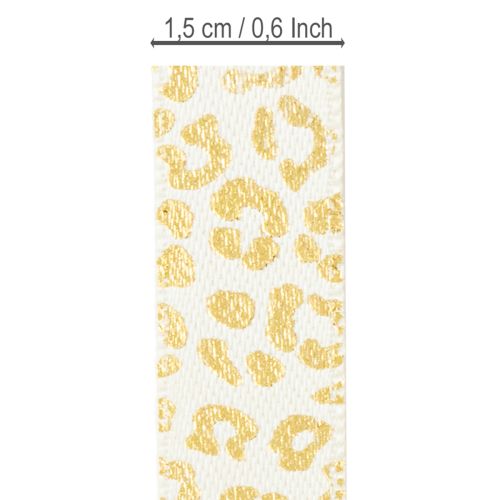 Artikel Lint Luipaardprint Zijden Lint Crème Goud 15mm 18m