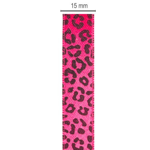 Decoratief lint met luipaardprint, roze, 15 mm x 18 m | Floristik24.nl