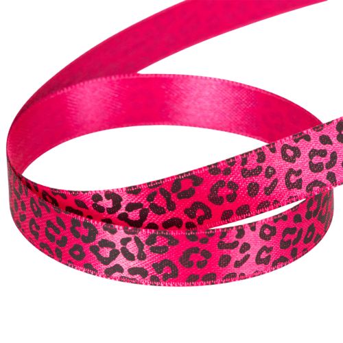 Decoratief lint met luipaardprint, roze, 15 mm x 18 m | Floristik24.nl