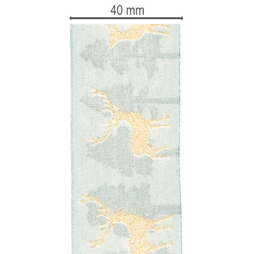 Cadeaulint met rendieren en kerstbomen, 40 mm x 18 m | Floristik24.nl