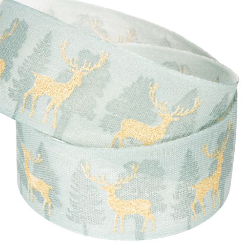 Cadeaulint met rendieren en kerstbomen, 40 mm x 18 m | Floristik24.nl