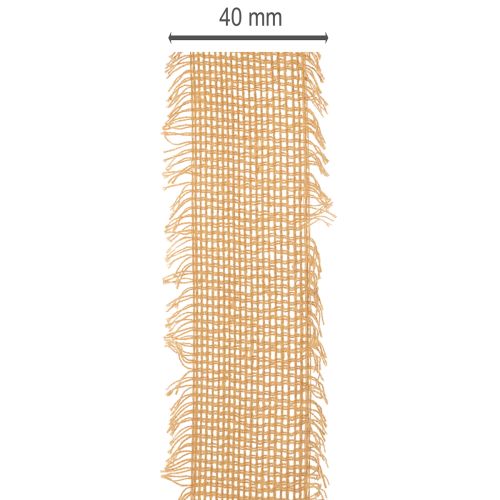 Decoratief katoenen lint, rustieke stijl, met franjes, 40 mm, 30 m | Floristik24.nl