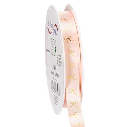 Cadeaulint met gouden strikjes 15 mm 18 m
