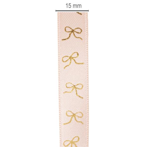 Cadeaulint met gouden strikjes 15 mm 18 m | Floristik24.nl