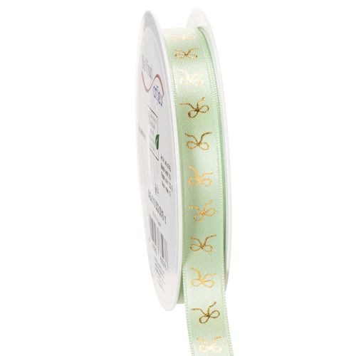 Decoratief lint met gouden strikken op een rol, 15 mm breed, 18 m lang