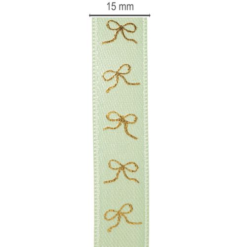 Decoratief lint met gouden strikken op een rol, 15 mm breed, 18 m lang | Floristik24.nl