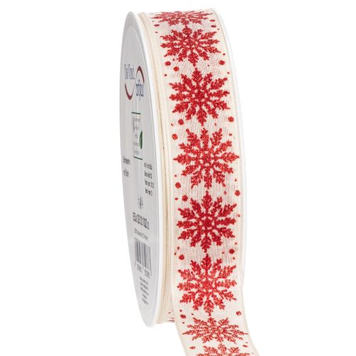 Decoratief lint met sneeuwvlokken, cadeauverpakking, winter, 25 mm x 20 m