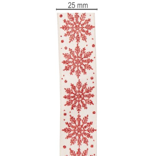 Decoratief lint met sneeuwvlokken, cadeauverpakking, winter, 25 mm x 20 m | Floristik24.nl