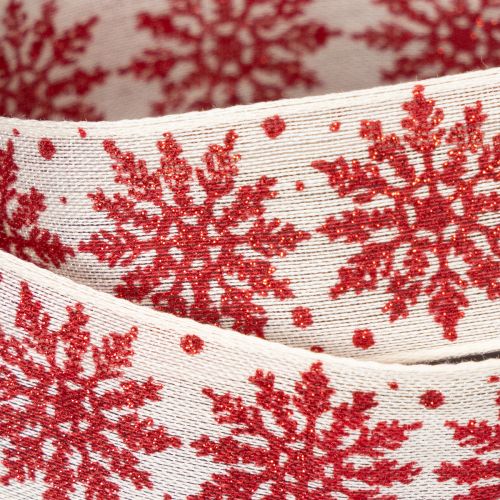 Decoratief lint met sneeuwvlokken, cadeauverpakking, winter, 25 mm x 20 m | Floristik24.nl