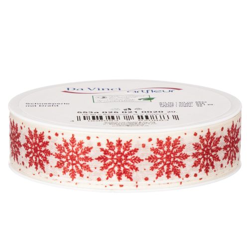 Decoratief lint met sneeuwvlokken, cadeauverpakking, winter, 25 mm x 20 m | Floristik24.nl