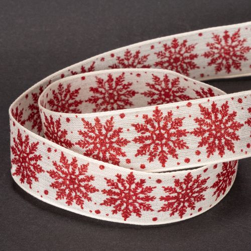 Decoratief lint met sneeuwvlokken, cadeauverpakking, winter, 25 mm x 20 m | Floristik24.nl