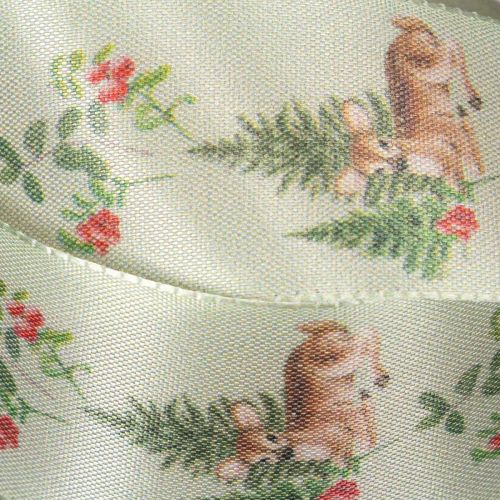 Decoratief lint met hertenmotief, bos en bloemen, 40 mm x 15 m | Floristik24.nl
