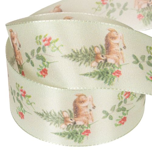 Decoratief lint met hertenmotief, bos en bloemen, 40 mm x 15 m | Floristik24.nl