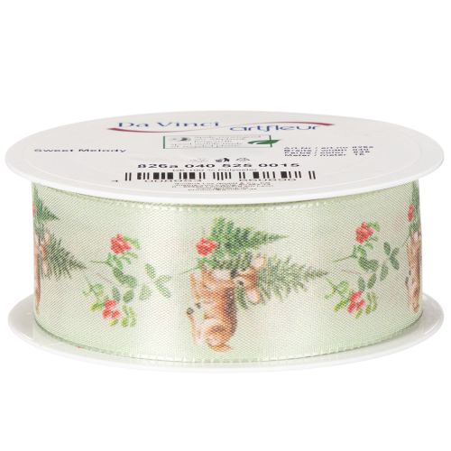 Decoratief lint met hertenmotief, bos en bloemen, 40 mm x 15 m | Floristik24.nl