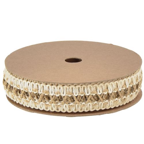 Artikel Jutelint sierlint met lussen crème naturel 25mm 10m