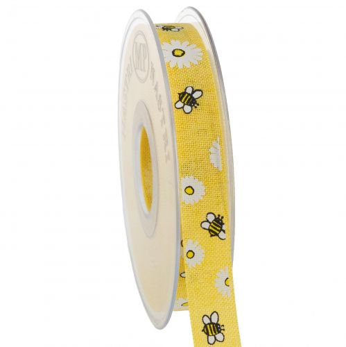 Artikel Stoffen lint gele bijen decoratief lint zomerlint B15mm L20m