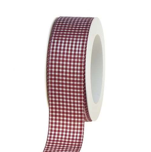 Artikel Cadeaulint sierlint geruit rood wit 40mm 20m