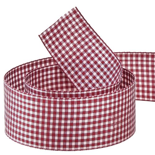 Artikel Cadeaulint sierlint geruit rood wit 40mm 20m