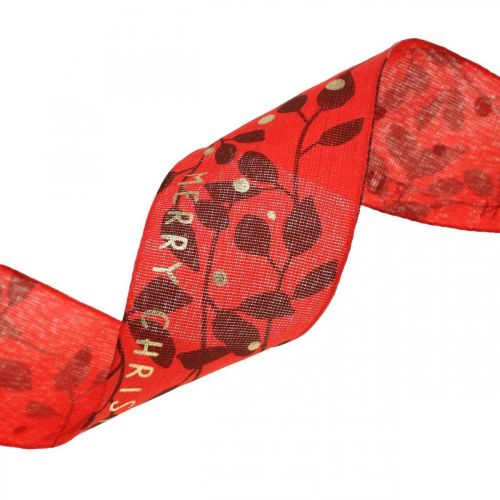 Artikel Kerstlint met spreuk rood 40mm 20m