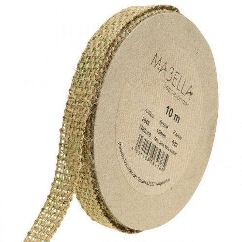 Floristik24 Sierlint jute groen, natuur 12mm Kleurrijk jute lint jute decoratie 10m