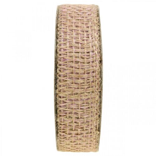 Floristik24 Sierlint jute roze, natuur 25mm jute lint landhuisdecoratie 10m