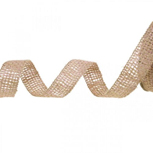 Sierlint jute roze, natuur 25mm jute lint landhuisdecoratie 10m