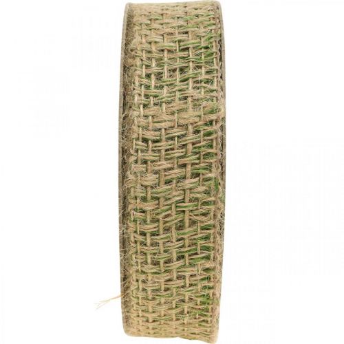 Artikel Sierlint jute groen, natuur 25mm Jute lint voor decoratie 10m