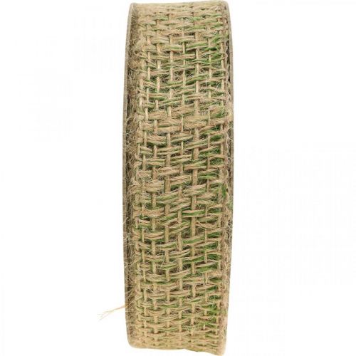 Artikel Sierlint jute groen, natuur 25mm Jute lint voor decoratie 10m