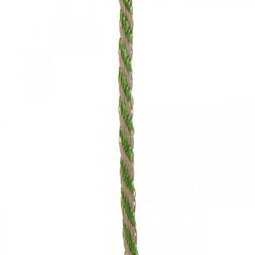 Floristik24 Decoratielint linnen groen, naturel 4mm cadeaulint decoratief lint 20m