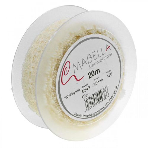 Artikel Kanten Lint Bruiloft Decor Romantisch Crème Wit W35mm L20m