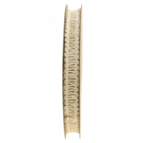Sierlint jute, naturel cadeaulint crème wit 15mm 15m
