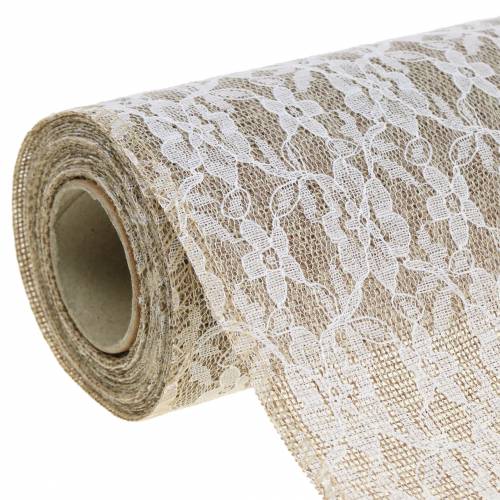Floristik24 Tafelloper kantband naturel, wit 150mm 4m