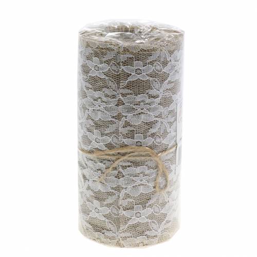 Floristik24 Tafelloper kantband naturel, wit 150mm 4m