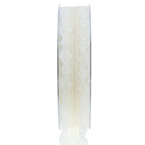 Floristik24 Kantenband met golvende rand crème 25mm 20m